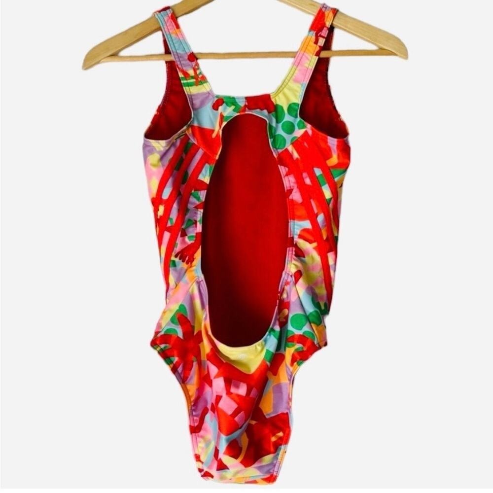 Adidas x FARM Rio Women Swimsuit One Piece Graphic Print Multi Color HY5564 12 - Picture 4 of 8